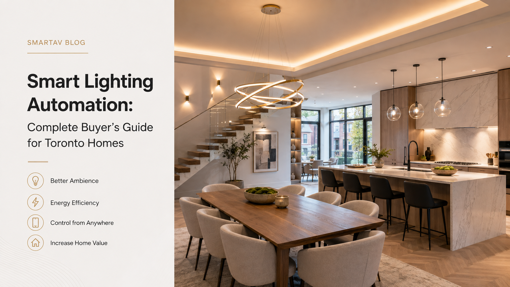 Smart lighting automation buyer's guide cover image for Toronto homes